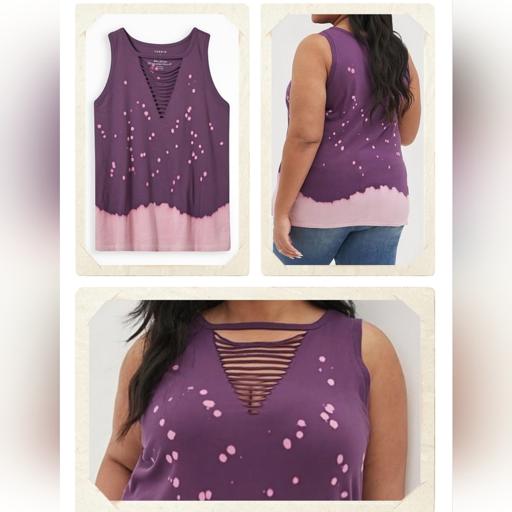 Torrid Slasher Tank, Cotton, Purple, Tie Dye, Size 4X, NWOT